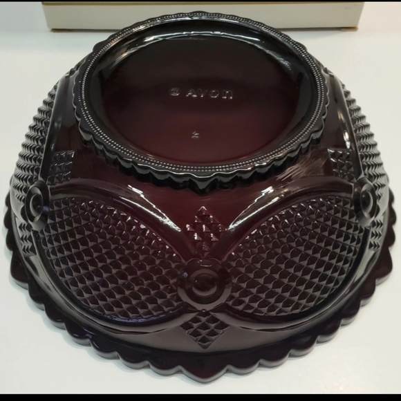 NEW Avon Cape Cod Ruby Red Serving Bowl 8.75" Vintage With Box Sandwich Glass - Picture 8 of 11